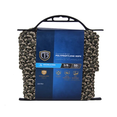 Polypropylene Twisted Rope Camouflage 3/8 Inch Diameter By 50 Feet Length