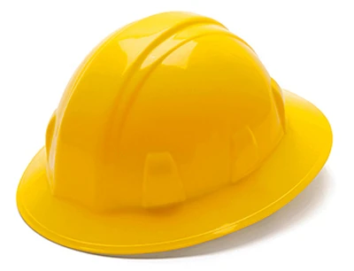 Full Brim Hard Hat With Ratchet Adjustment, Yellow Color, Safety Helmet