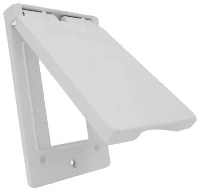 Weatherproof Vertical Ground Fault Circuit Interrupter Flip Cover Single Gang White