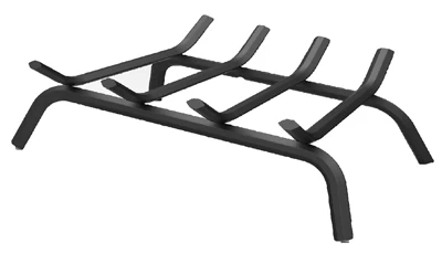 Black Wrought Iron Fireplace Grate, 18 Inch Width, Durable Heavy Duty Construction