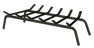 Black Wrought Iron Fireplace Grate, 30 Inch Width, Durable Heavy Duty Construction