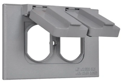 Weatherproof Single Gang Horizontal Outlet Flip Cover In Gray For Outdoor Use