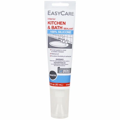 Kitchen And Bath White Silicone Sealant, 2.8 Ounce Tube