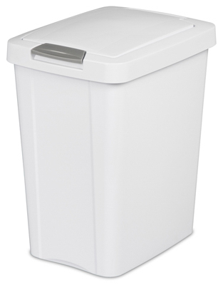 7.5 Gallon White Kitchen Wastebasket With Touch Top Lid