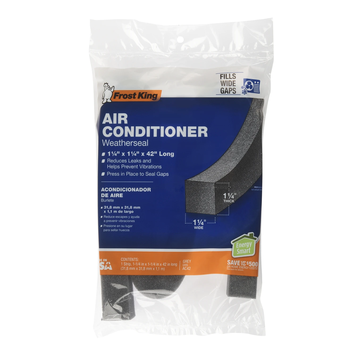 Air Conditioner Foam Weather Seal, 1 And 1 Quarter Inch By 1 And 1 Quarter Inch By 42 Inch