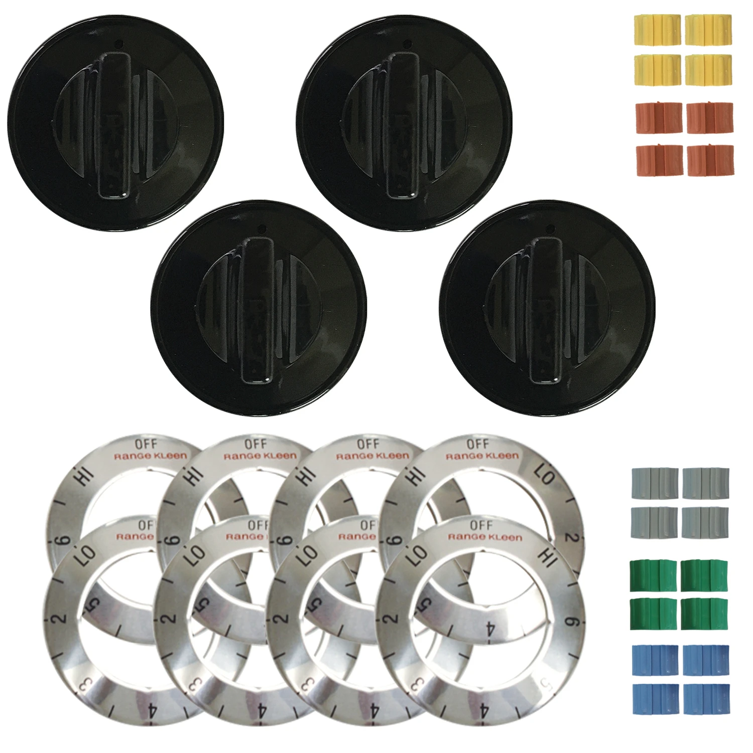 Knob Kit For Electric Ranges, Black, 4-knob Pack