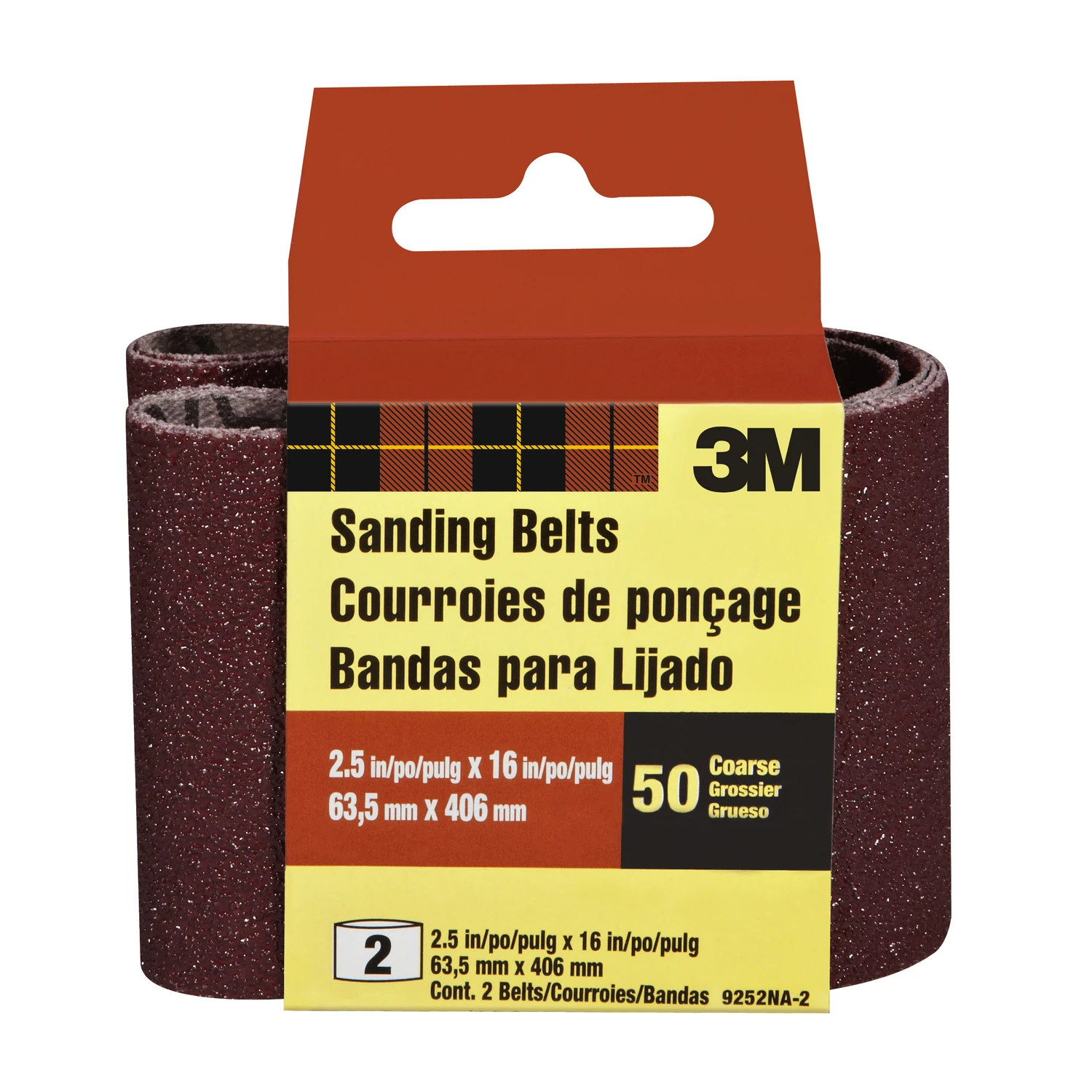 2-pk., 2.5 X 16-in. 50-grit Heavy-duty Sanding Belt