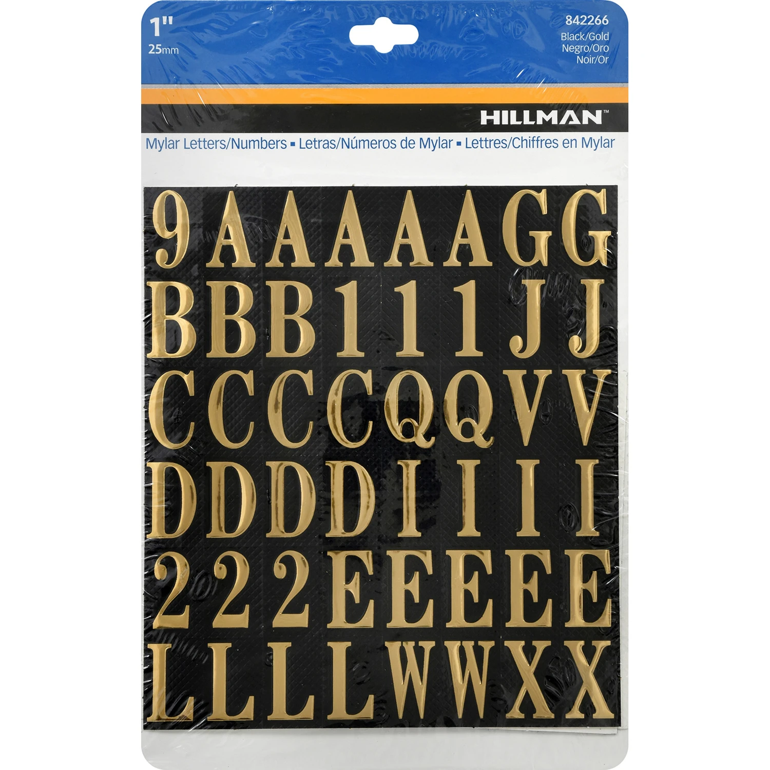 Adhesive House Address Letters And Numbers Pack, Black And Gold Mylar, 1 Inch