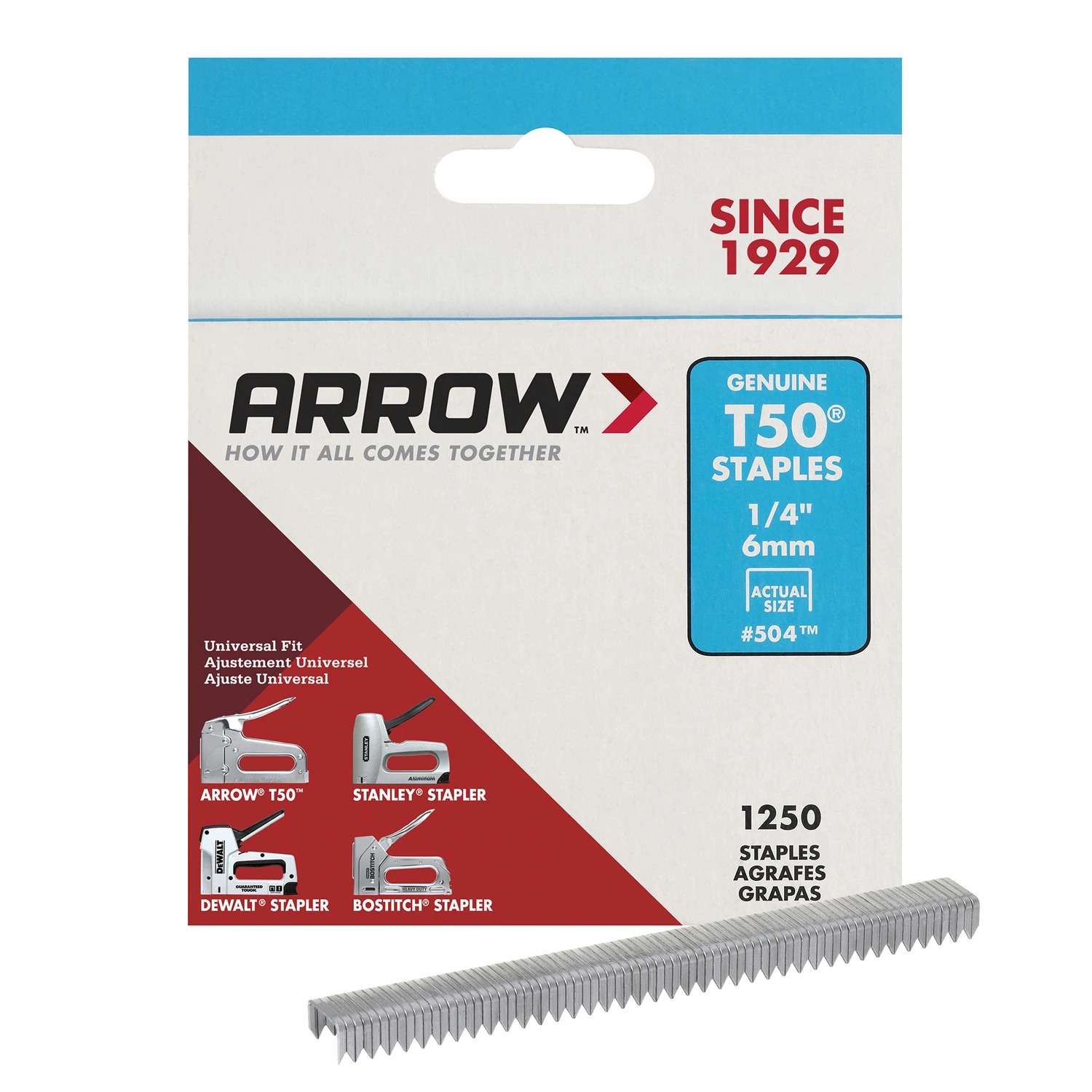 Staples, Narrow Crown, .25-in., 1250-pk.