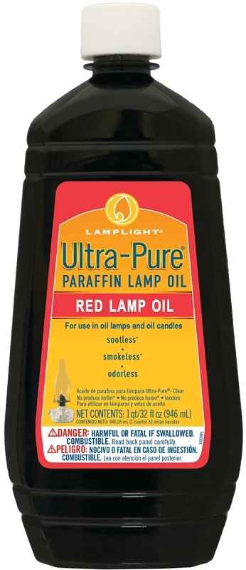 Ultra Pure Red Lamp Oil, 32 Ounce Bottle For Clean Burning