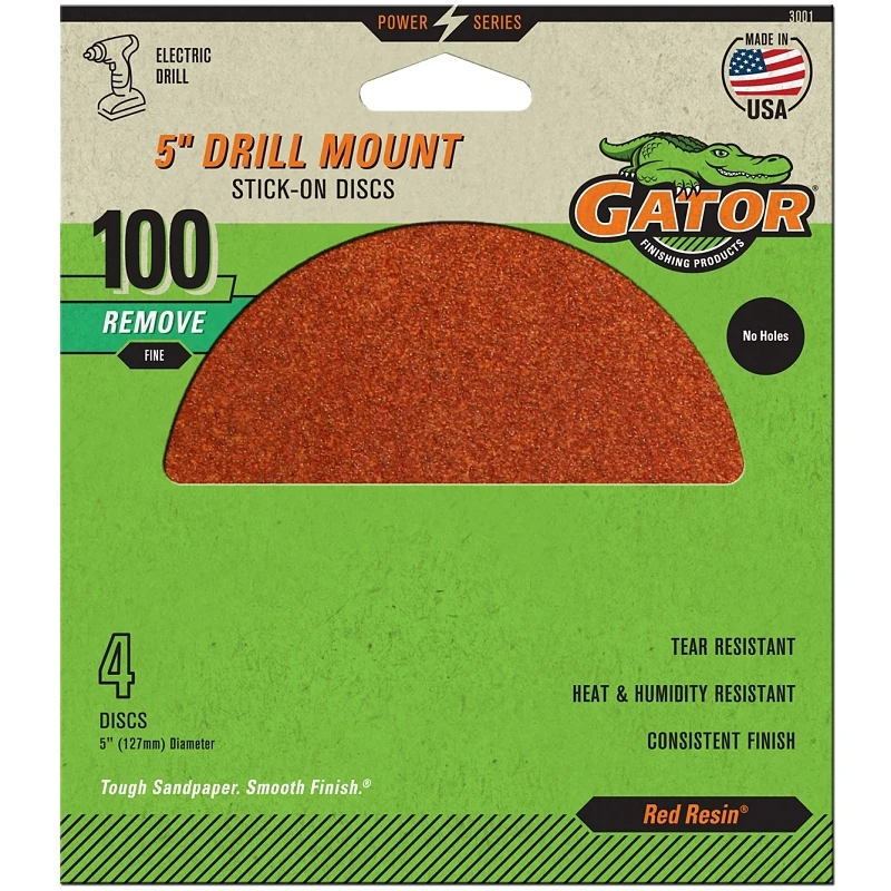 Sanding Discs, Aluminum Oxide, 100-grit, 5 In., 4-pk.