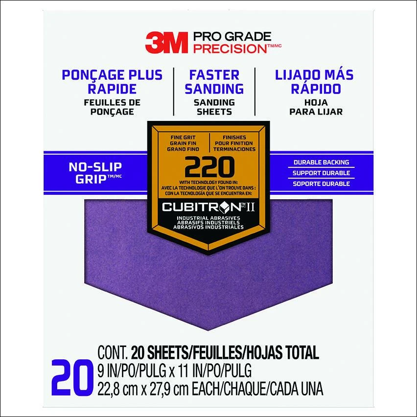 3m Sandblaster 11 In. L X 9 In. W 220 Grit Fine Ceramic Sanding Sheet 20 Pk