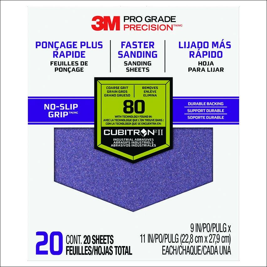 3m Sandblaster 11 In. L X 9 In. W 80 Grit Coarse Ceramic Sanding Sheet 20 Pk