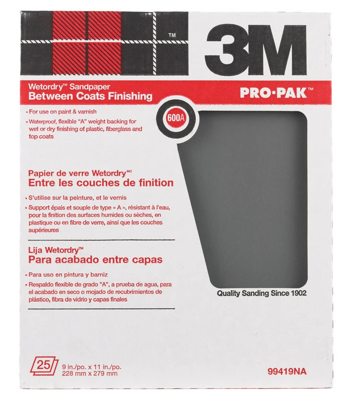Silicon Carbide Sandpaper, 600-grit, 9 X 11 In., 25-ct.