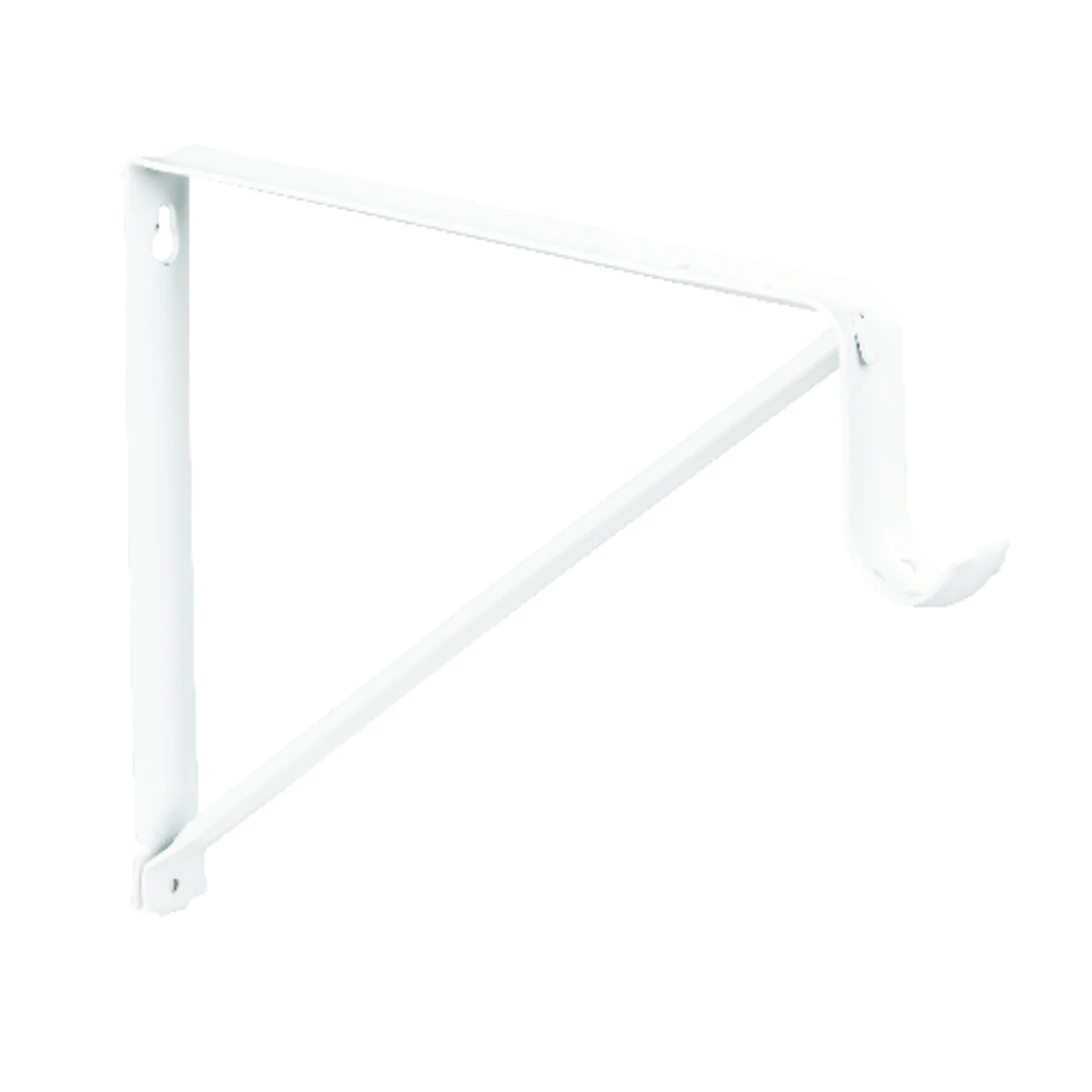 White Steel Closet Shelf And Rod Bracket, 10 And 3 Quarter Inches Length