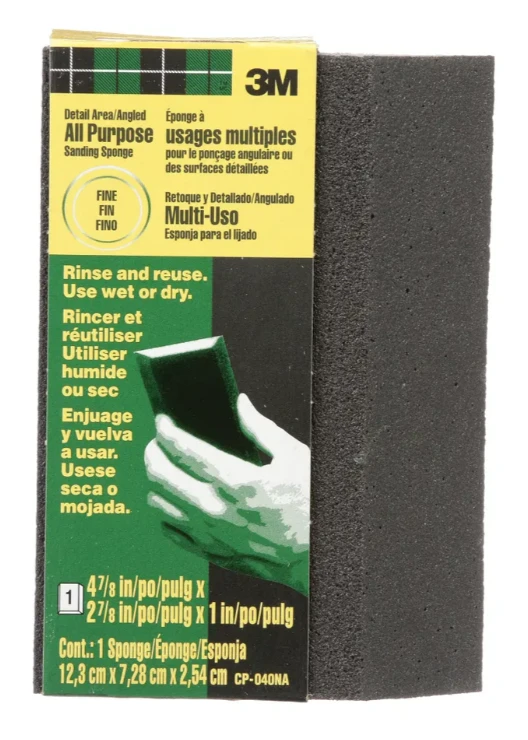 Large-area Flexible Angled Sanding Sponge Fine Grit 4 And 7 Eighths By 2 And 7 Eighths By 1 Inch