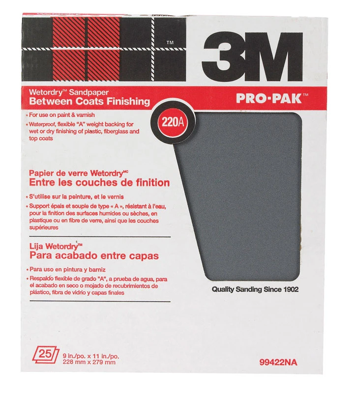 Silicon Carbide Sandpaper, 220-grit, 9 X 11 In., 25-ct.