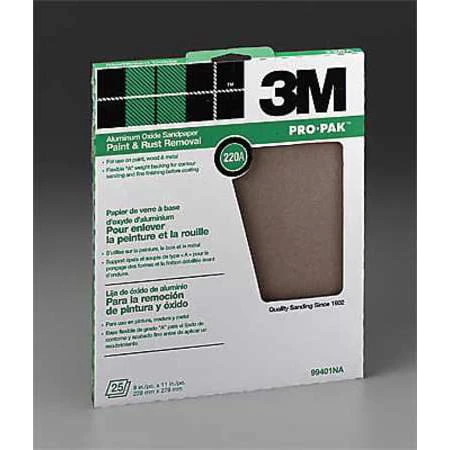 Sandpaper, Aluminum Oxide, 220-grit, 9 In. X 11 Ft., 25-ct.