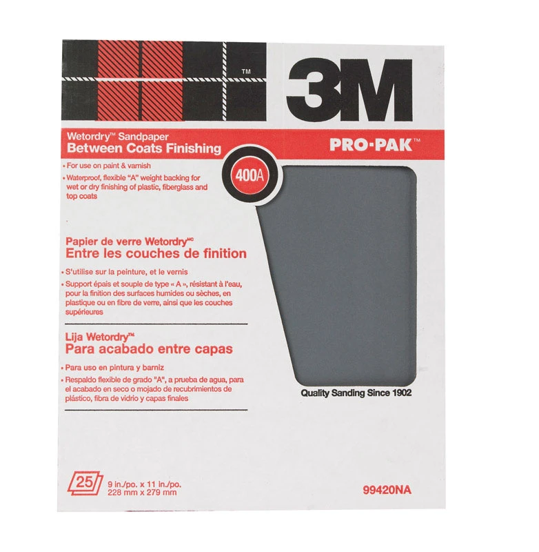 Silicon Carbide Sandpaper, 400-grit, 9 X 11 In., 25-ct.