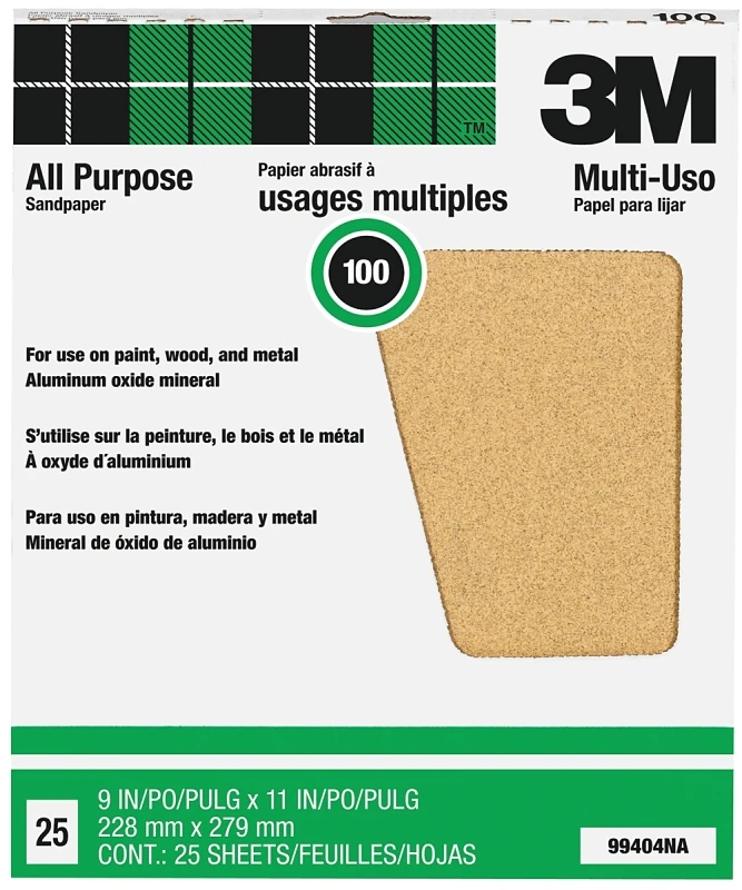 Sandpaper, Aluminum Oxide, 100-grit, 9 X 11 In., 25-ct.
