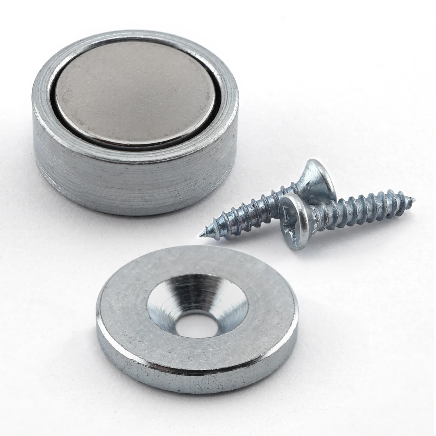 .25 In. Neodymium Super Latch Magnets 16 Lb. Pull 35 Mgoe Silver 2 Pc.