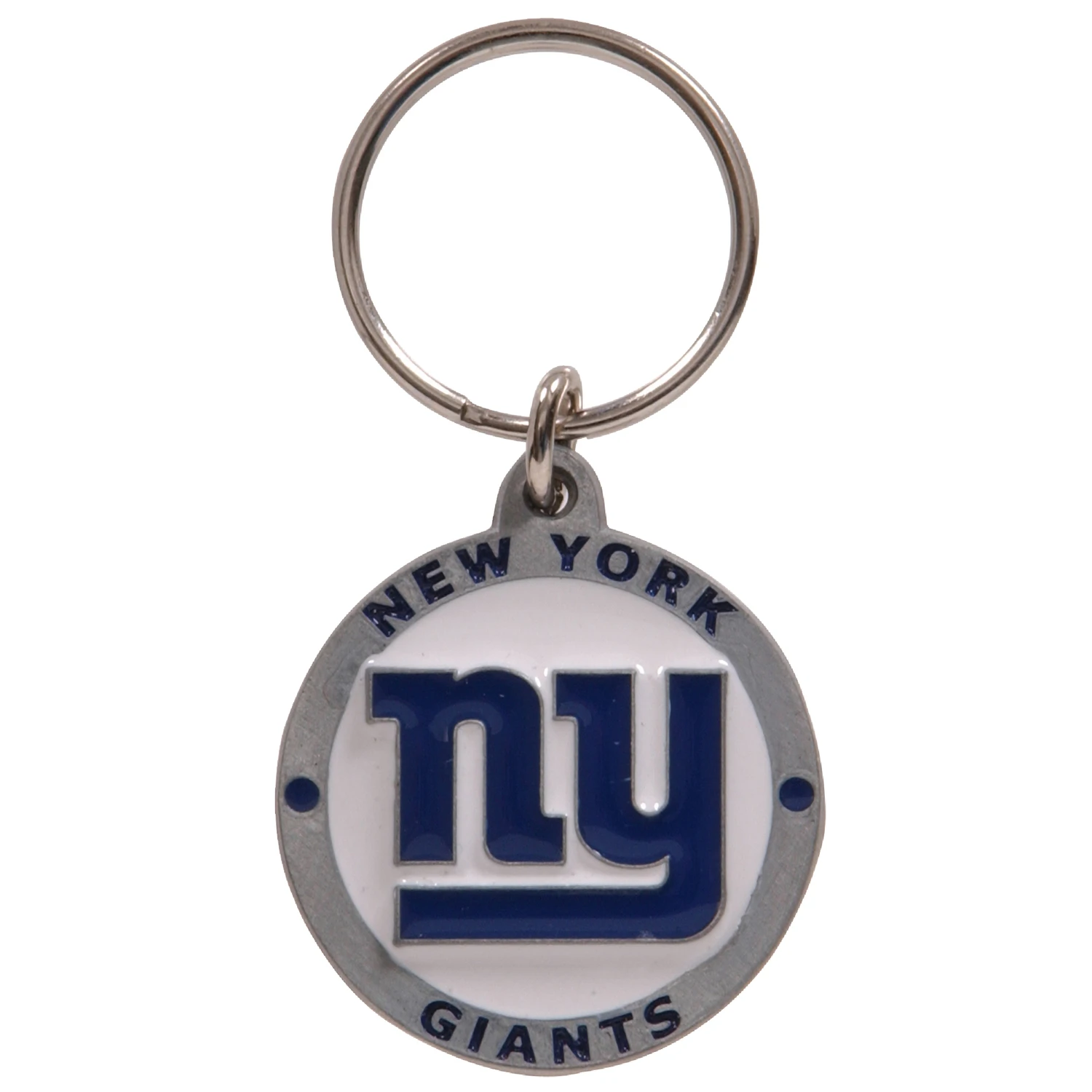 Nfl New York Giants Tempered Steel Blue/white Split Ring Keychain