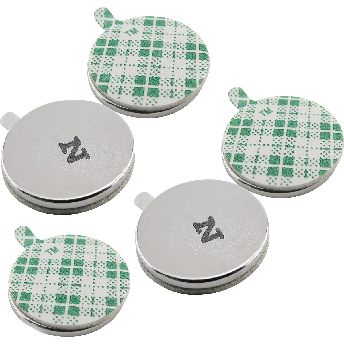 Super Neodymium Disc Magnets With Adhesive, 5-pk.