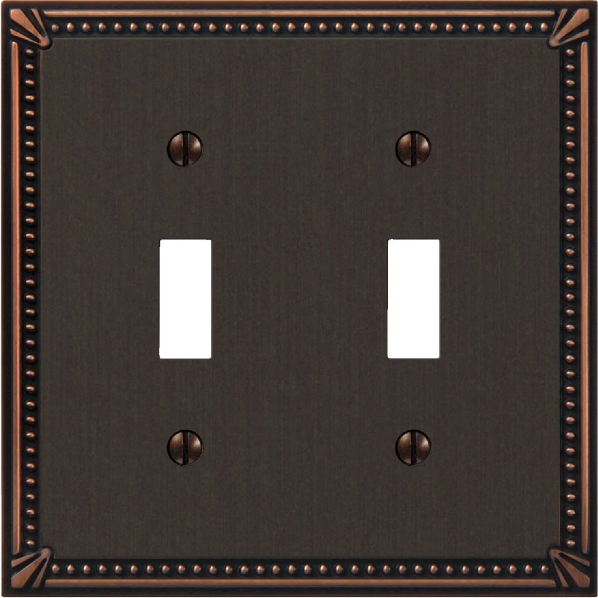 3002az Imperial Bead Antique Bronze Double Toggle Wall Plate