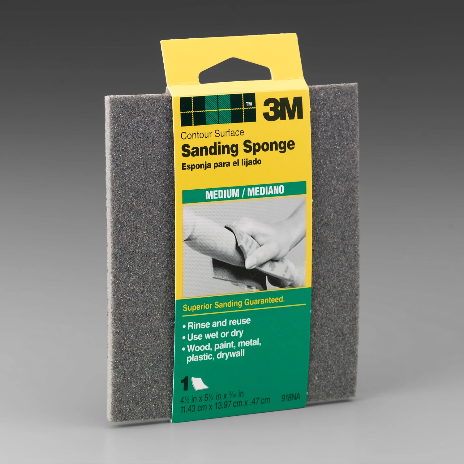 Medium Contour Surface Sanding Sponge 4.5 By 5.5 By 3/16 Inch