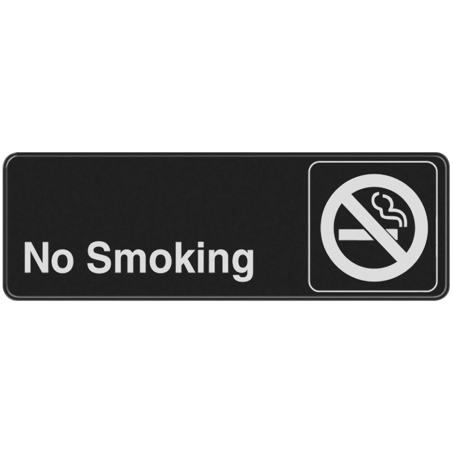 English Black No Smoking Sign 3 In. H X 9 In. W Plastic