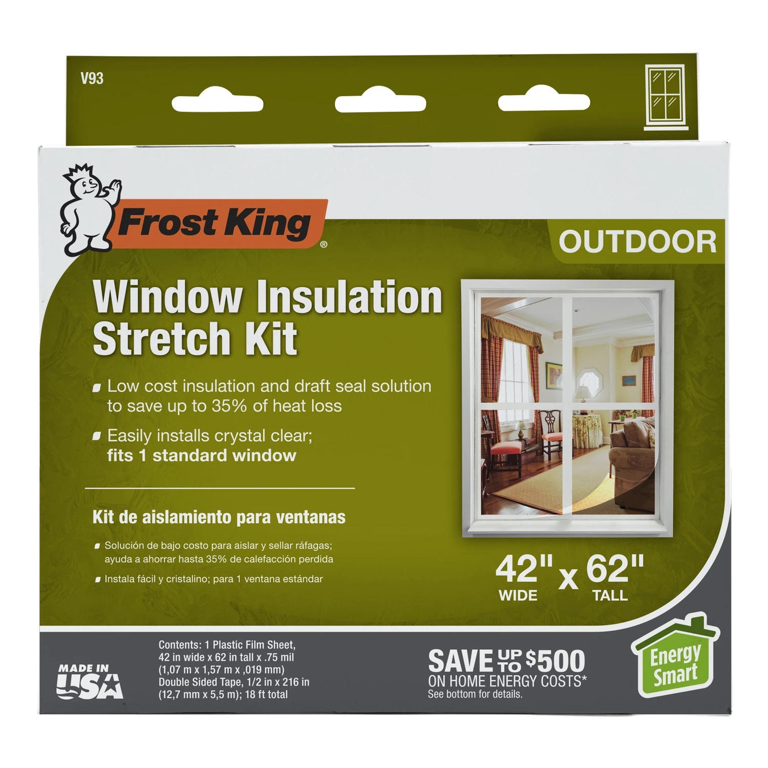 Outdoor Window Film Insulation Kit 42 By 62 Inches Weatherproof Clear Plastic