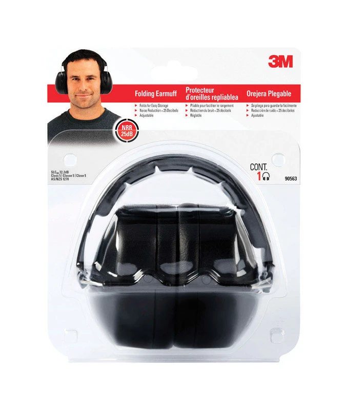 Black Folding Protective Earmuffs For Hearing Protection