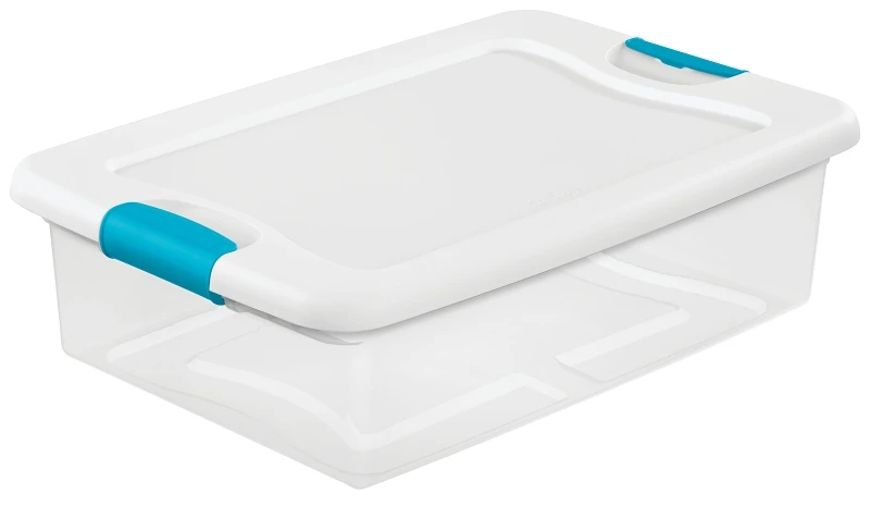 Latching Storage Box With See-through Base, 32 Quart Capacity