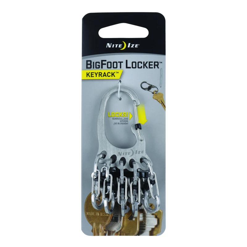 Bigfoot Locker Keyrack Key Holder With 5 Stainless Steel S-biner Microlocks