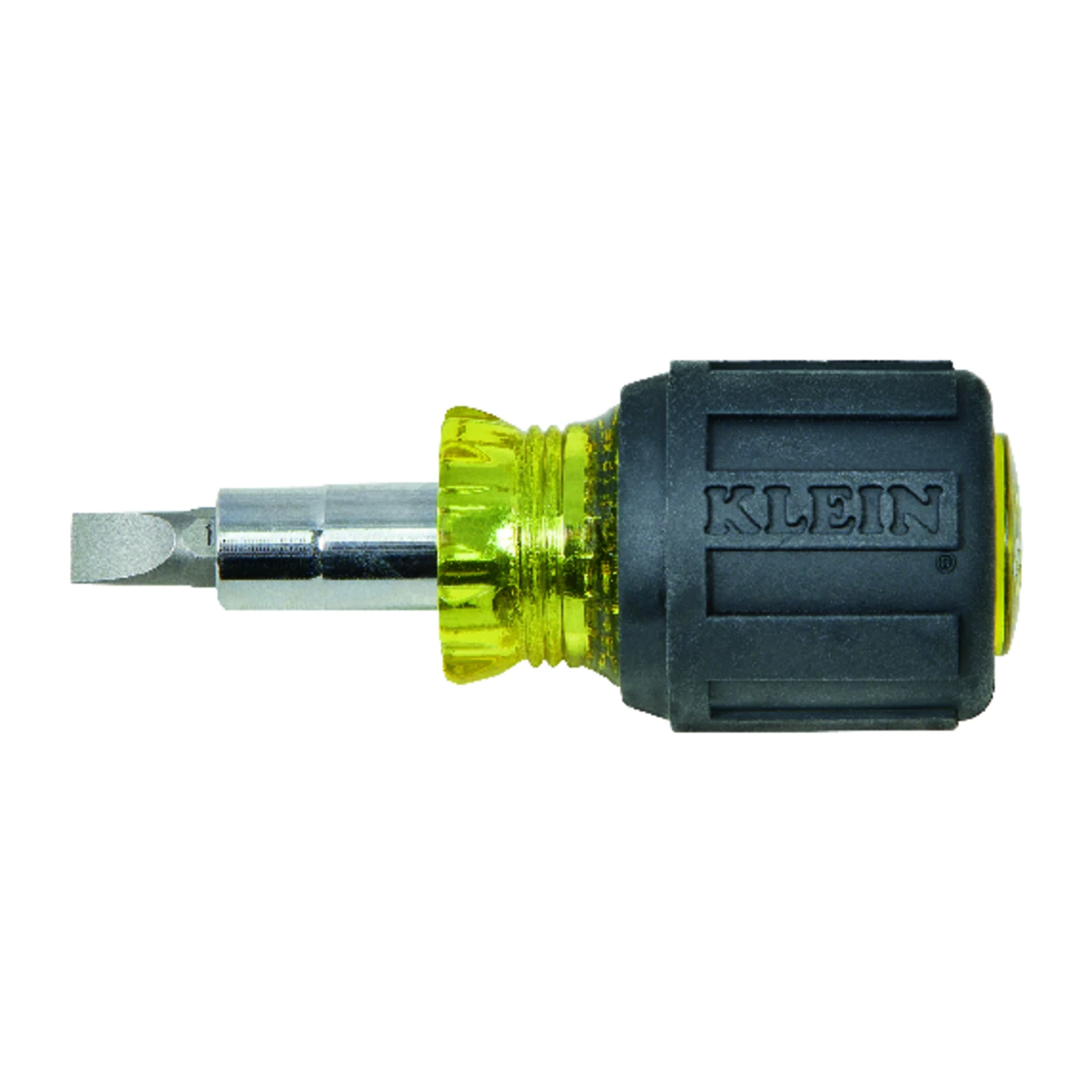 Stubby Multi-bit Screwdriver And Nut Driver With Cushion Grip, Holds Four Bits