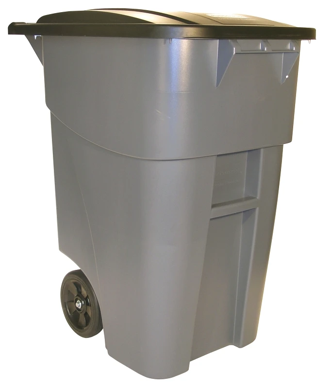 Commercial Brute 50 Gallon Gray Plastic Wheeled Refuse Can With Lid