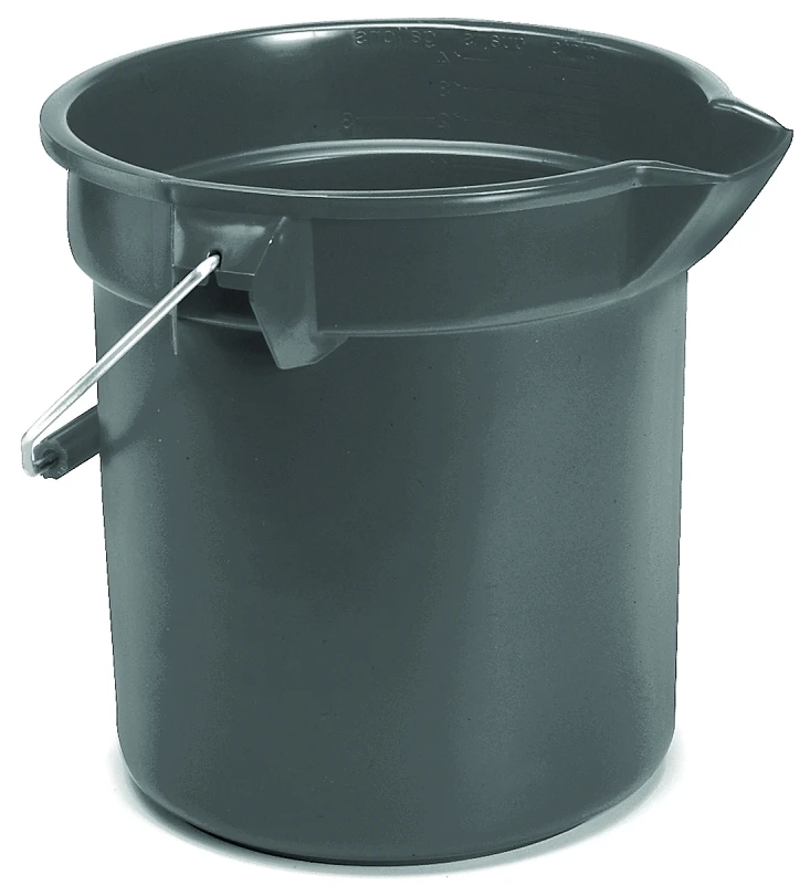 Brute Round Bucket Gray 10 Quart Durable Heavy-duty Utility Pail