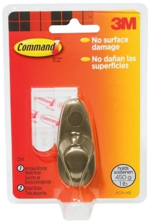 Small Antique Bronze Command Metal Hook Fc11-ab