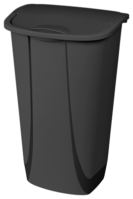 Lifttop Wastebasket, Black, 11.3 Gallons