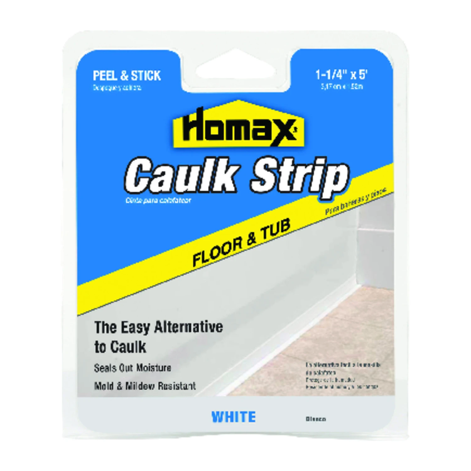 White Tub And Floor Caulk Strip, 5 Feet Length