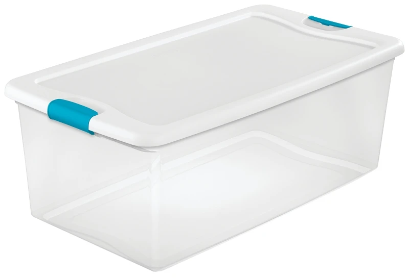Clear Latching Storage Box With 106 Quart Capacity