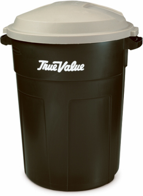 Evergreen Trash Can With True Value Logo, 32 Gallon Capacity