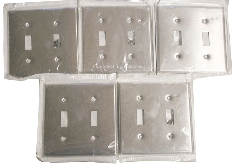 Silver 2 Gang Stainless Steel Toggle Wall Plate 1 Pk