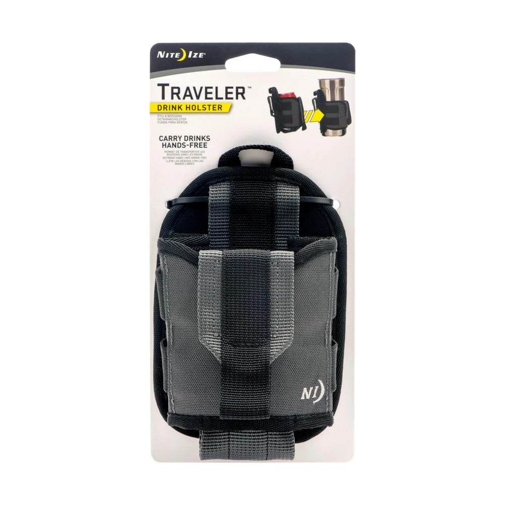 Traveler Drink Holster Hands-free Adjustable Bottle Carrier With Belt Clip