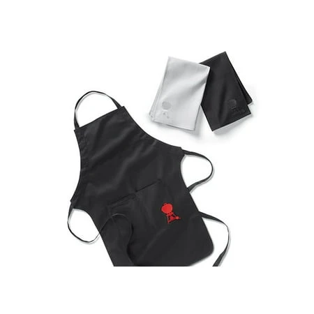 6475 Black Barbecue Apron With Black And White Towel Set