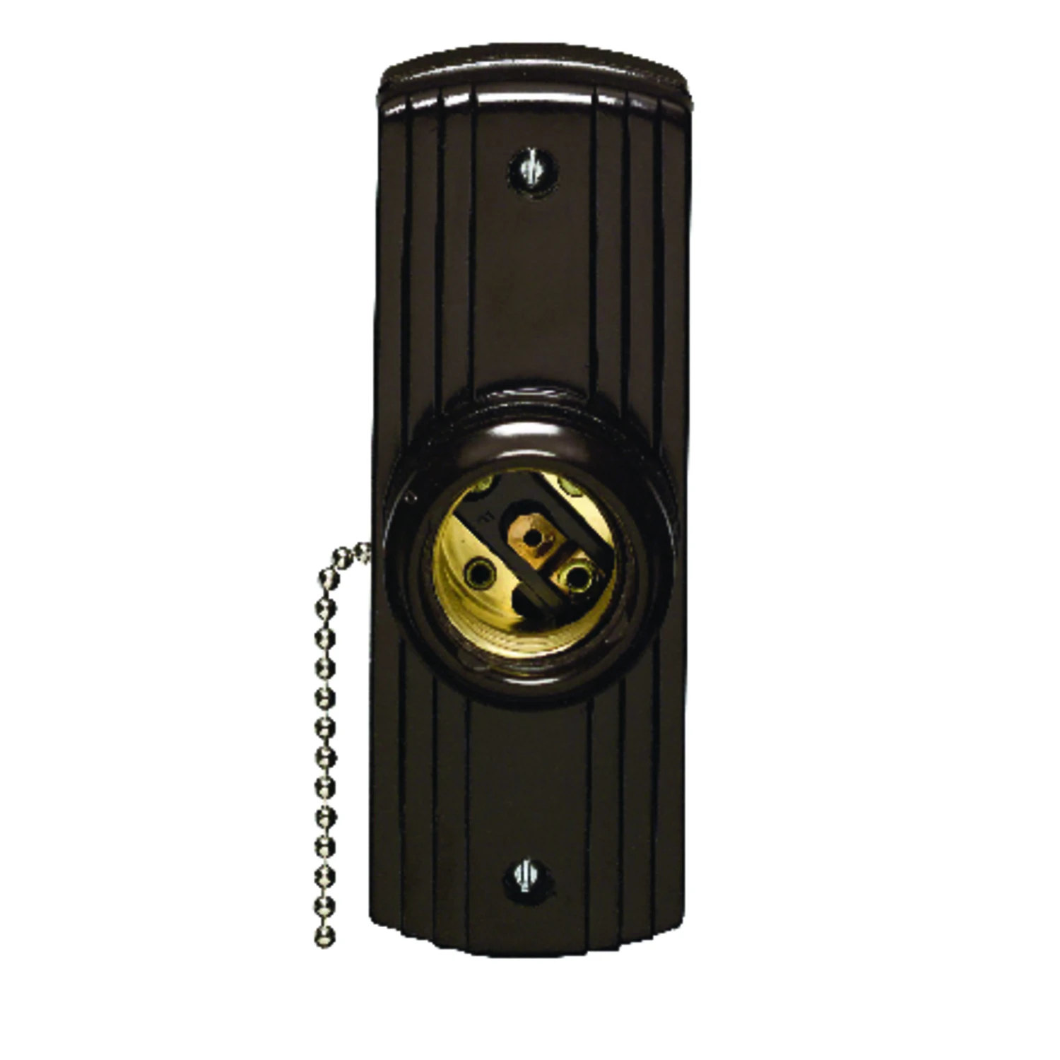 Brown Plastic Incandescent Lampholder, 660-watt, 250-volt With Pull Chain