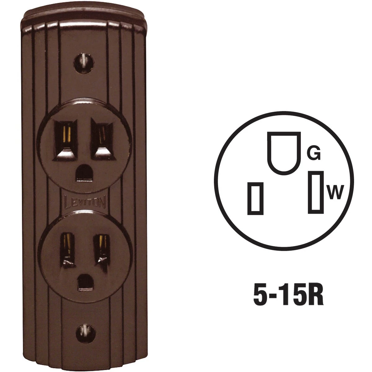 Double Ground Surface Outlet, Nema 5-15r, Brown