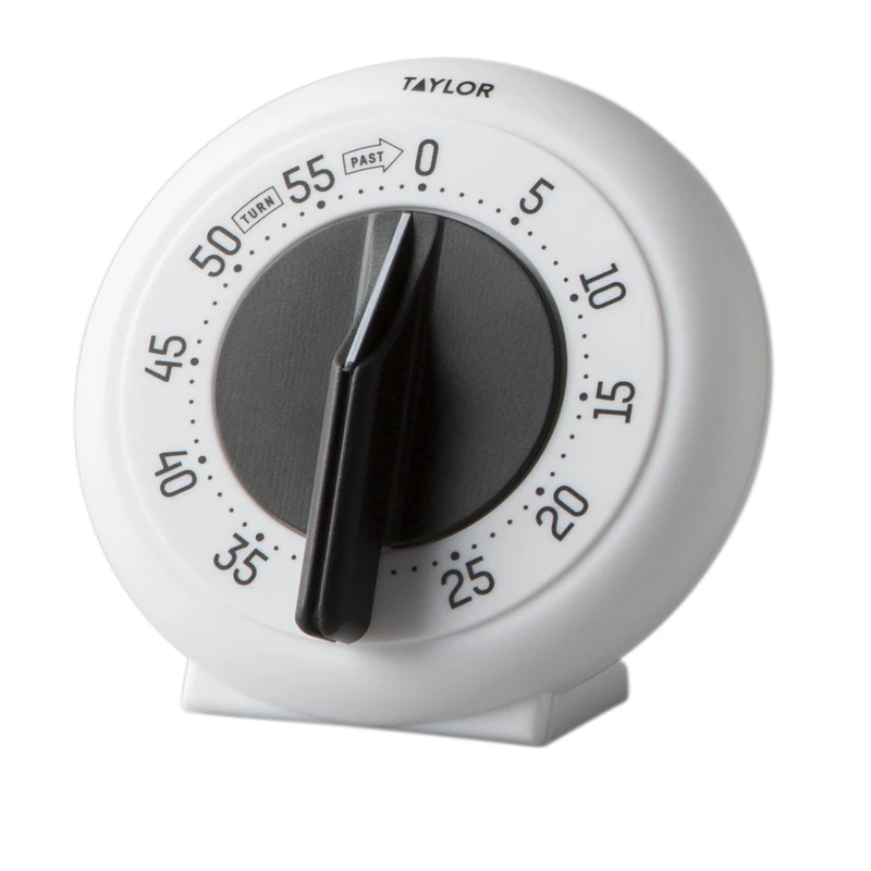 White Kitchen Timer, 60 Minute Mechanical Countdown Timer