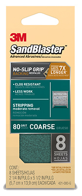 Sandblaster 80 Grit Sandpaper With No Slip Grip, 2-1/4 X 5-1/2-in., 8 Shts/pk