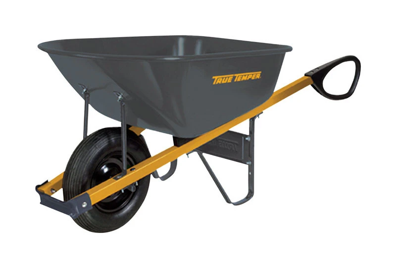 Steel Wheelbarrow With Total Control Grips, 6 Cubic Feet Capacity